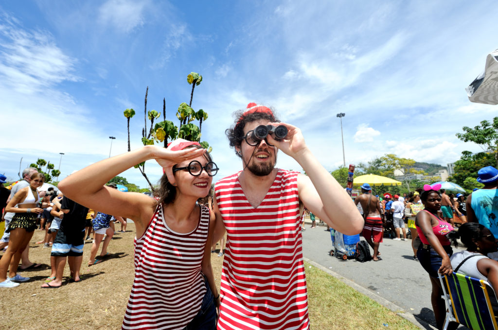 Two people dressed like Waldo at Amusement Park